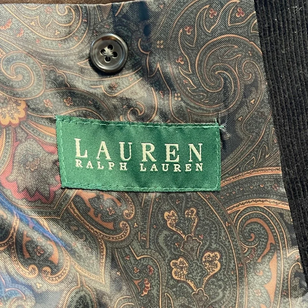 Lauren‎ Ralph Lauren Mens Corduroy Blazer Black Elbow Patches Sport Coat 44R